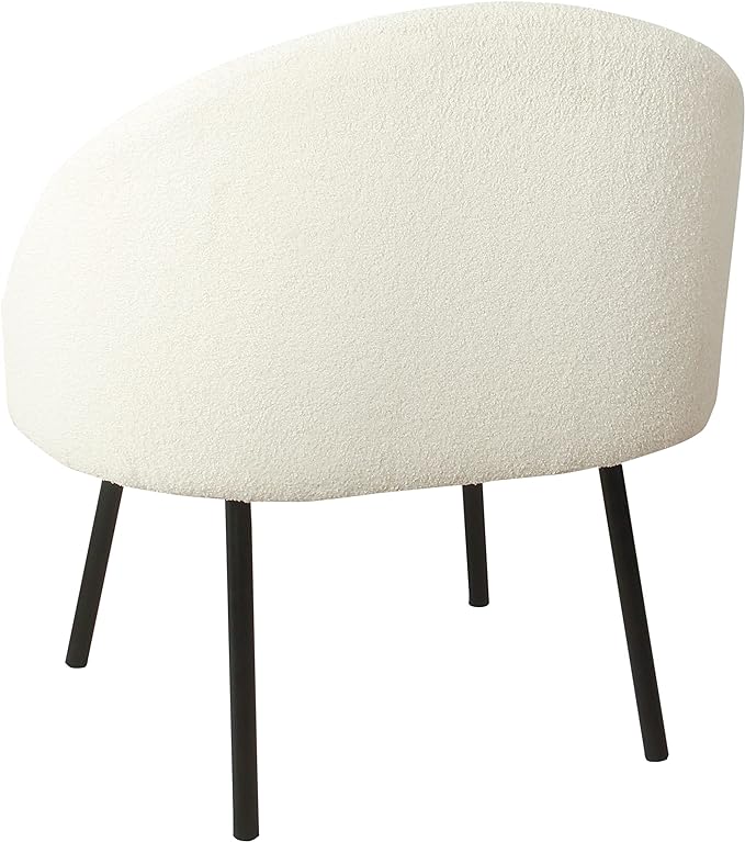 Modern Sherpa Accent Chair, Wood, Light Cream