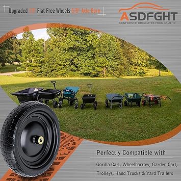 Flat Free Wheels Solid Tires, 4-Pack Set