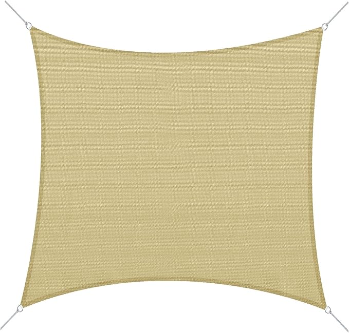Sun Shade Sail Canopy Outdoor Shade Sail Cloth for Patio Deck Yard with D-Rings and Rope Included, Sand