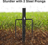 Black Flag Poles for Outside House inground - Metal Outdoor Yard House in Ground Flag Pole Holder for Porch with 2 Pronges Base - American Flag with Pole for House