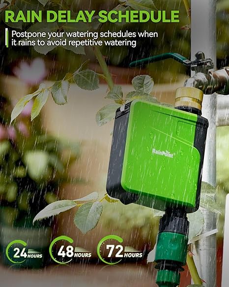 WiFi Sprinkler Timer, Brass Inlet Smart Hose Timer for Watering, Smart Water Timer for Garden Hose with Hub, APP & Voice Control, Automatic Irrigation System for Lawns and Yard