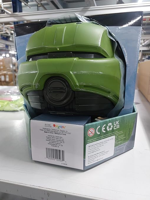 Halo Master Chief Helmet for Kids, Single Child Size Full Helmet with Visor, Green & Gold