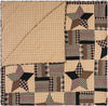 Bingham Star King Quilt Set Country Patchwork Design, Soft Black and Tan
