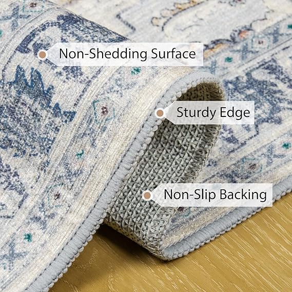 Vintage Carpet Print Distressed Non-Slip 8x10