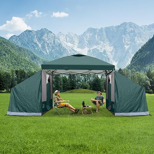 Side Tent Pop Up Canopy, Easy Setup Gazebo Attachment, Camping Tent Green (Canopy and Bracket NOT Included)