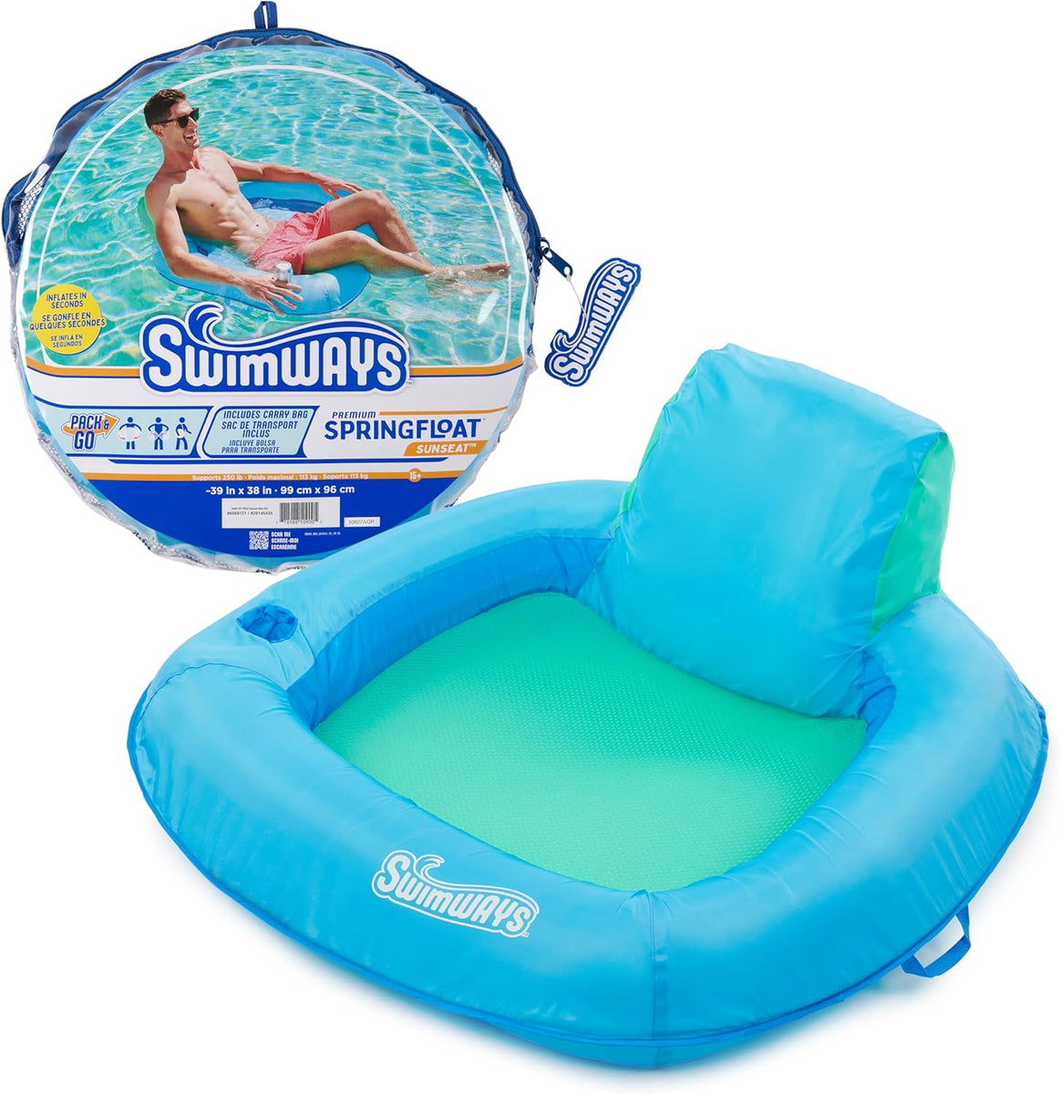 Spring Float Premium SunSeat Pool Chairs for Swimming Pool, Inflatable ...