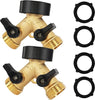 2 Pack Brass Garden Hose Splitter 2 Way, 3/4 Inch Hose Connector Tap Splitter, Hose Y Splitter, Hose Spigot Adapter 2 Valves with 4 Extra Rubber Washers