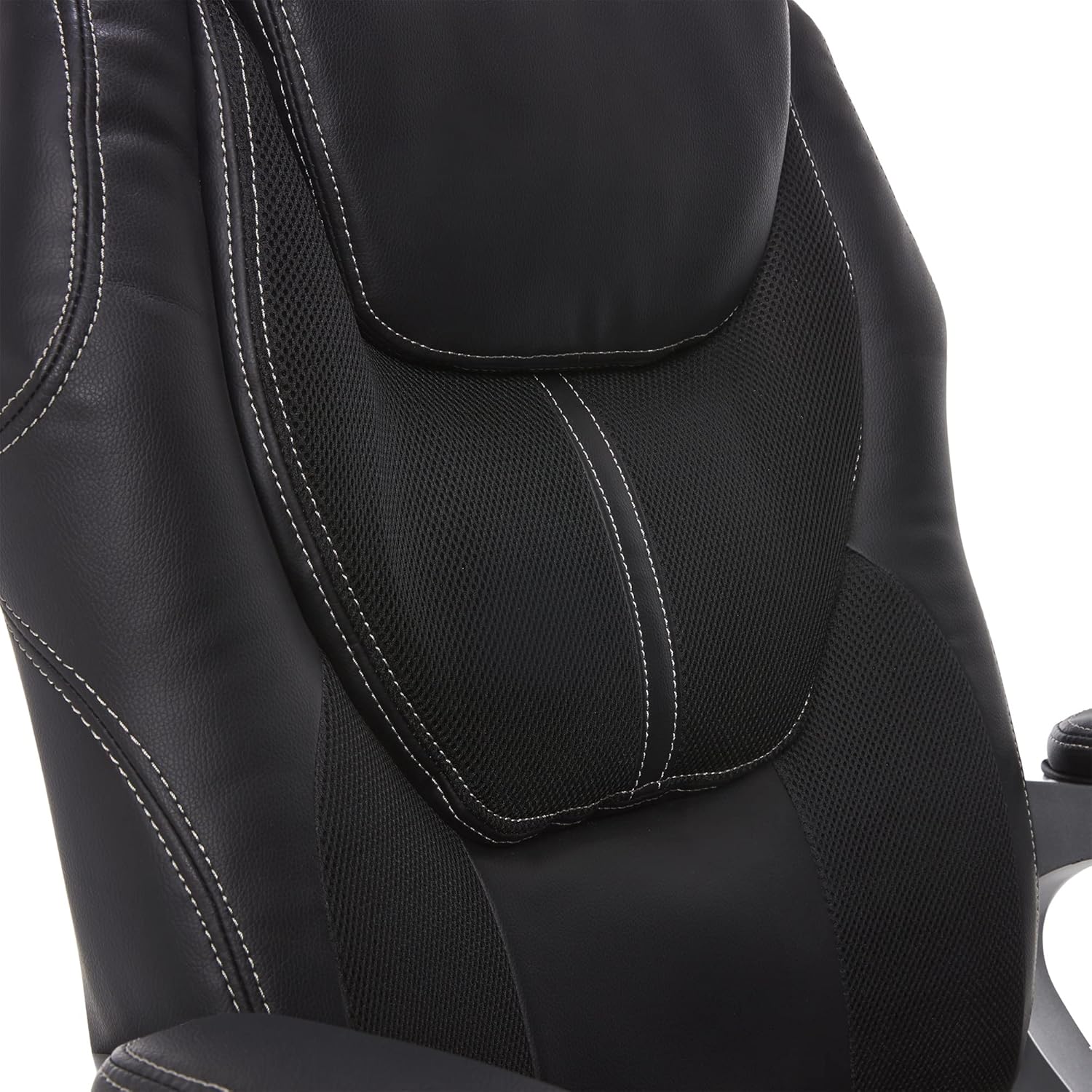 Amplify Executive Office Padded Arms, Adjustable Ergonomic Gaming Desk Chair with Lumbar Support, Faux Leather and Mesh, Black