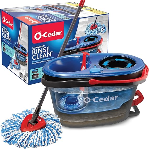 RinseClean Spin Mop & Bucket System | Clean with Clean Water | Removes 99% of Bacteria
