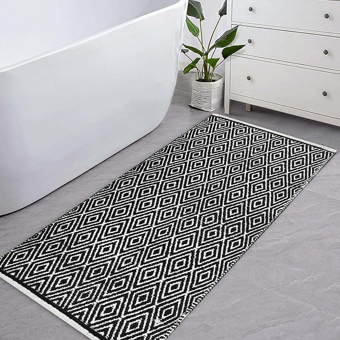 Cotton Diamond 2x5 Runner Rug Fully Reversible