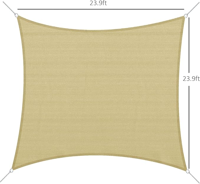 Sun Shade Sail Canopy Outdoor Shade Sail Cloth for Patio Deck Yard with D-Rings and Rope Included, Sand