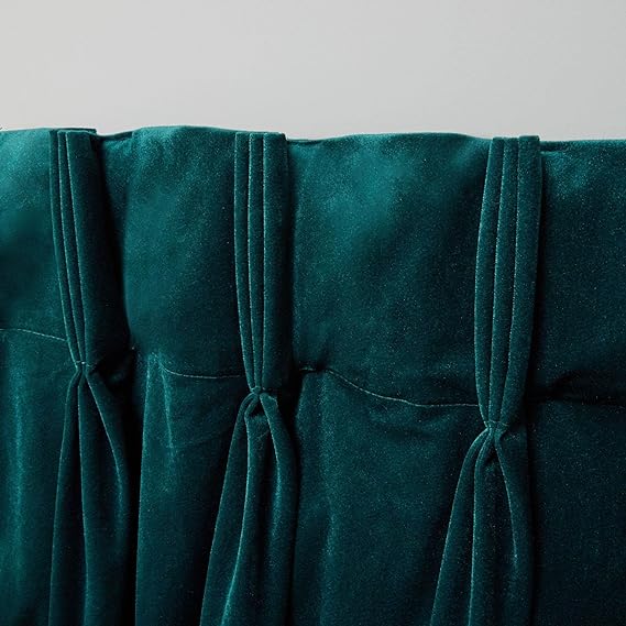 Velvet Heavyweight Pinch Pleat Curtain Panel Pair, Teal