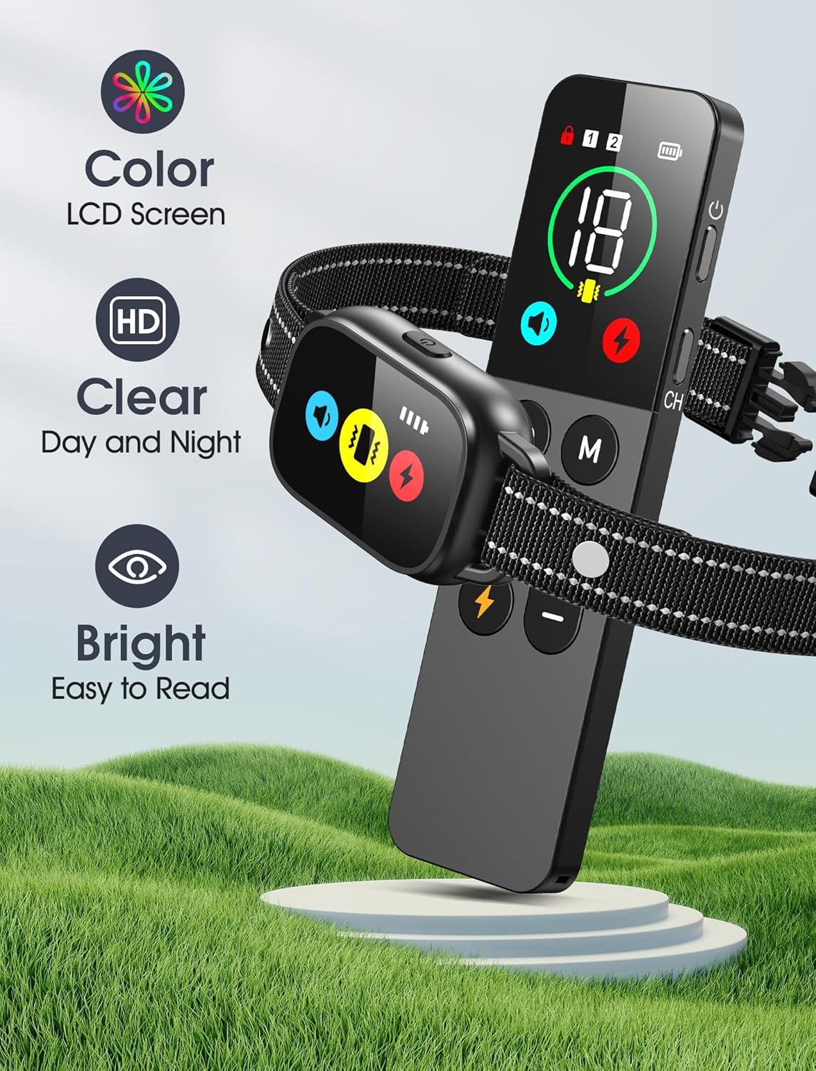 Dog Training Collar with Remote, Smart Dog Shock Collar with 3 Training Modes and Training Icons, Waterproof Electric Dog Shockers for Large and Medium Dog