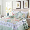 3-Piece Quilt Set Lightweight Bedspread Set Coverlet Set (Romantic Green, King)
