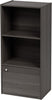 3 Tier Wood Storage Shelf, Bookcase, Bookshelf for Small Spaces, 1 Door, Gray