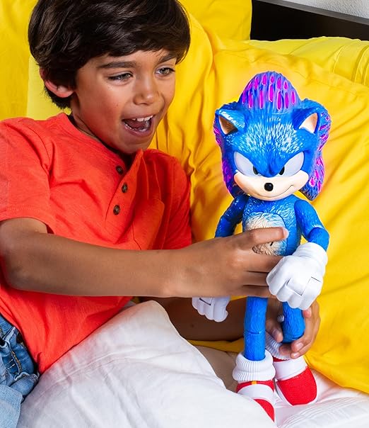 3 Ultimate Talking Sonic 12-Inch Figure, Features 30+ Iconic and Humorous Phrases and Sounds from The Movies, Light-Up Eyes and Quills
