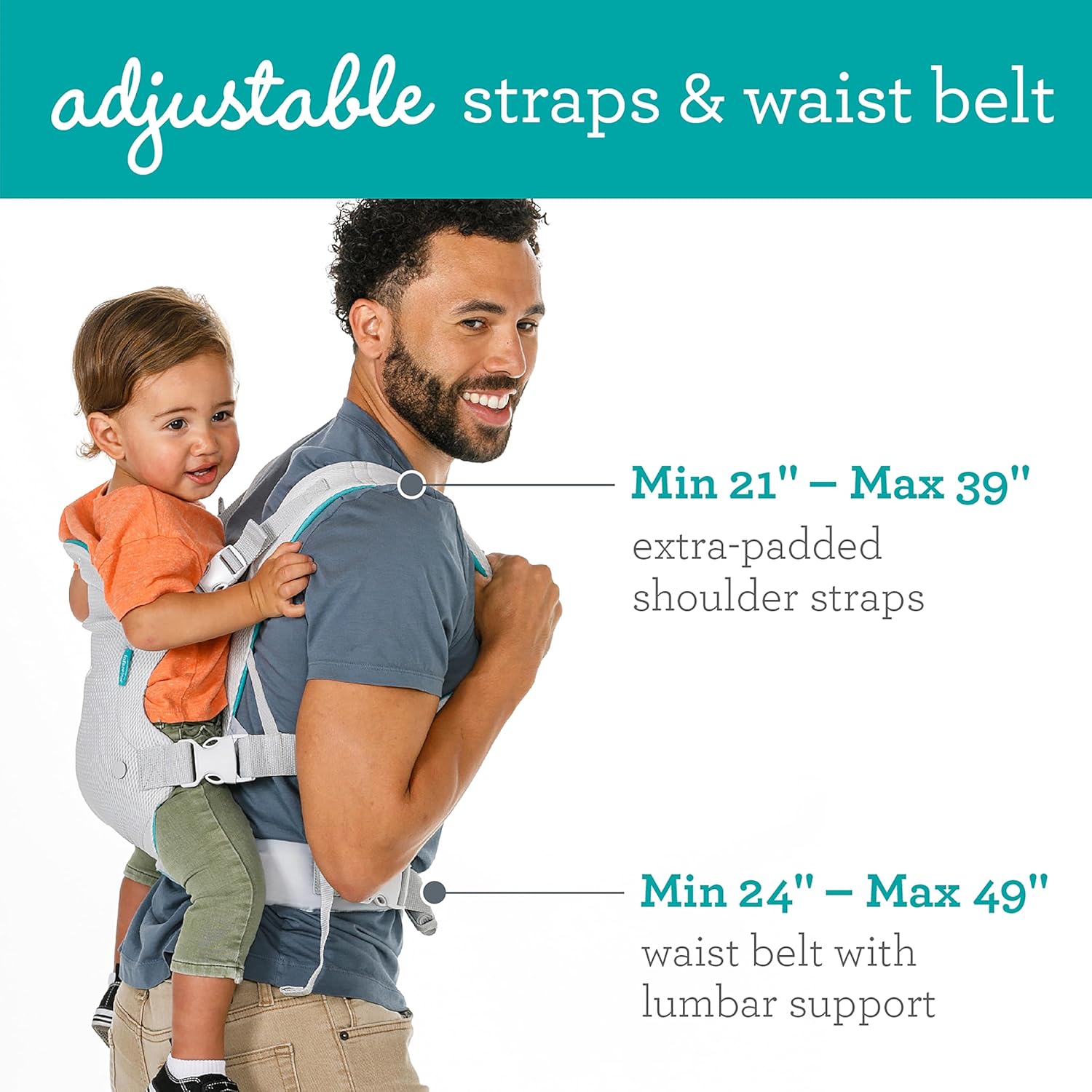 Flip 4-in-1 Light & Airy Convertible Baby Carrier - Breathable, Lumbar Support, Adjustable Waist Belt, Head Support, Ergonomic Seat, Plush Straps for Newborn to Toddler