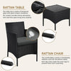 3 Pieces Patio Porch Furniture Set, Outdoor PE Rattan Wicker Conversation Set with Soft Cushions, Glass Coffee Table & 2 Chairs
