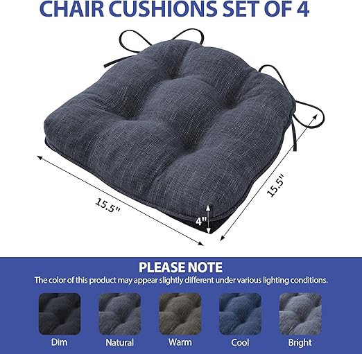 Chair Cushions for Dining Chairs Set of 4, Navy Blue