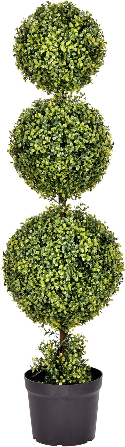 Everyday Tall Artificial Boxwood Topiary Triple Ball Tree - UV Resistant Indoor Outdoor - Potted Natural Green - Home Patio Faux Decor (no further discounts)