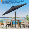 Outdoor Patio Umbrella, with Push Button Tilt and Crank Grey