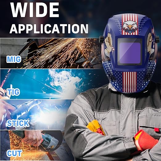 Welding Helmet Auto Darkening, True Color Welding Hood with 4 Arc Sensor Solar Powered, Wide Shade