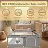 Baby Play Pen Playards, Indoor & Outdoor Active Center Game Fence, with Skin-Friendly Fabric and Soft Breathable Mesh Grey