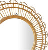 Bamboo Wood Handmade Room Wall Mirror Woven Entryway Mirror with Beaded Accents, Wall Mounted Mirror, Brown