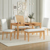 Farmhouse 6-Piece Dining Table Set with Storage Table, Kitchen Table Set with Drawer, Storable Bench and Upholstered Dining Chairs (Natural+Beige)