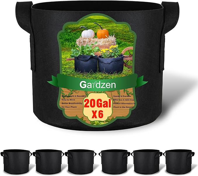 6-Pack Grow Bags, Aeration Fabric Pots with Handles, Heavy Duty Cloth Pots for Plants