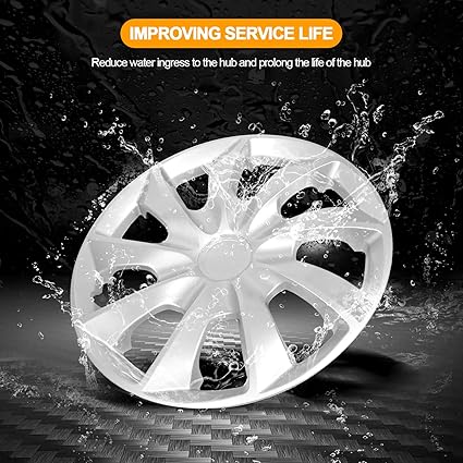 4 Pack Car Wheel Rim Skin Cover Hub Caps Hubcap Wheel Cover Silver