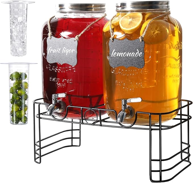 2 Pack Beverage Dispensers with Stand