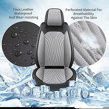 Car Seat Covers Fit for Subaru Forester, Faux Leather Automotive Seat Covers Breathable Waterproof Seat Cushions Compatible with Airbag (5 Seats,Black & Gray)