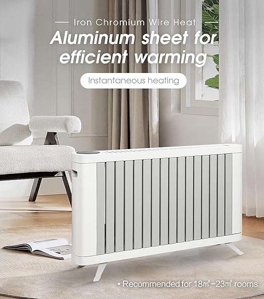 Convection Heater, Radiator Heater with 3 Heating Modes, Large Room Heater with Adjustable Thermostat, Led Screen and Remote Control