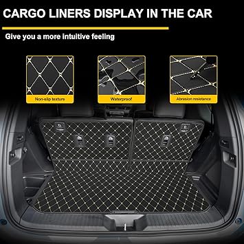 Cargo Liner & Backrest Mat Fit for Honda Pilot: Leather Trunk Mat Back Seat Cover Protector