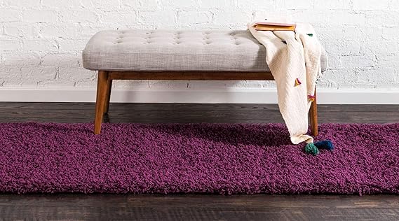 Unique Loom Solid Shag Collection Area Rug (2' 2" x 6' 7" Runner, Purple)
