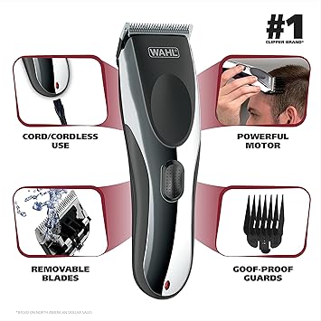 Clipper Rechargeable Cord/Cordless Haircutting & Trimming Kit for Heads, Longer Beards, & All Body Grooming - Model