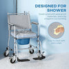 3 in 1 Shower Commode Wheelchair with 4 Lockable Wheels