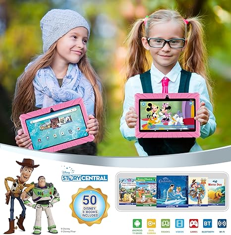 7" Android Kids Tablet 32GB, Includes 50+ Disney Storybooks & Stickers, Kid-Proof Case, (2023 Model) - Pink