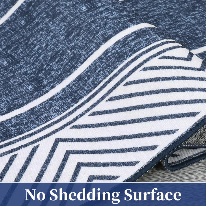 Bordered Washable Area Rugs 5x7 Blue