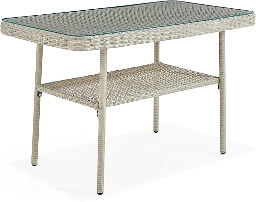 Windham All-Weather Wicker Outdoor Cocktail Table with Glass Top