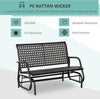2-Person Outdoor Wicker Glider Bench, Patio Garden PE Rattan Swing Loveseat Chair with Extra Wide Seat and Curved Backrest, Dark Grey
