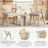Mid Century Modern Accent Chair, Wooden Arm Chairs with Handcrafted Rattan Backrest and Padded Seat, Boho Wicker Chairs, Natural