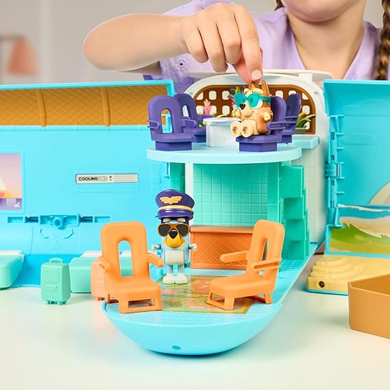 3-in-1 Transforming Plane Playset, Transforms from A Plane to A Resort and a Boat! Opens Up to Expand Out to Wide Holiday Vacation Resort Playset, Over 25 Sounds and Phrases