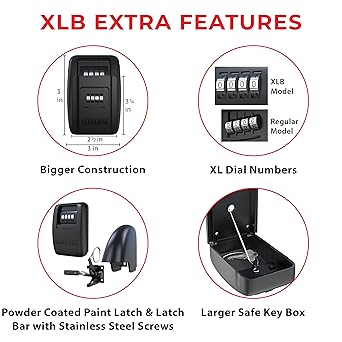 Keyless Gate Lock – Secure Fence Lock and Latch – 2-Way Access – Strong Durable System (XLB – Black Heavy Duty – 1-Pack)