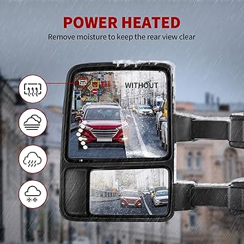 YTowing Mirrors compatible for 2008-2016 Ford F250 F350 F450 F550 Super Duty Tow Mirrors Power Heated with Amber Turn Signal Light Side Mirrors