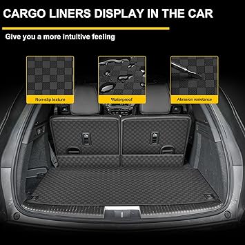 Cargo Mat & Backrest Mat Fit for Acura MDX: All Weather Protection PU Leather Cargo Liner Back Seat Cover Protector MDX Accessories