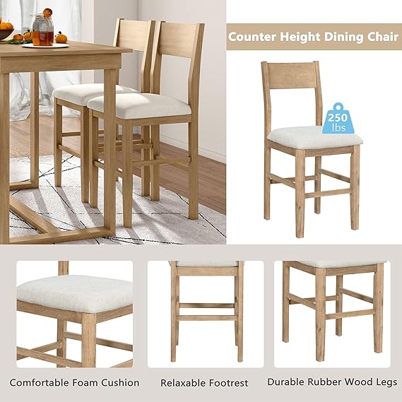 Counter Height 4-Piece Dining Chairs ONLY (Light Brown)