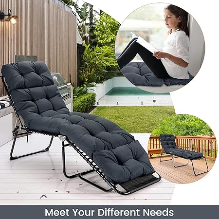 Lounge Chair Cushion, Outdoor & Indoor Padded Cushion, Grey