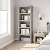 5 Tier Bookcase, Farmhouse Book Shelf with Storage